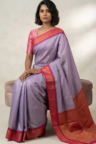 Amethyst purple and rani pink soft silk saree