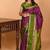 Grape purple and forest green retta patta border pure kanchi silk saree