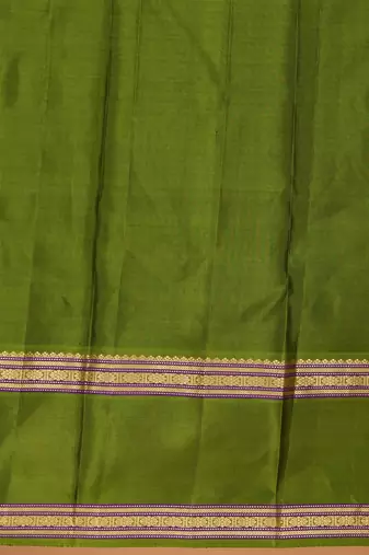 Grape purple and forest green retta patta border kanchi silk saree with blouse