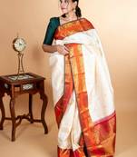 Off white kanchipuram silk saree