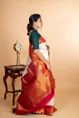 Off white kanchipuram silk saree 2