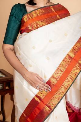 Off white kanchipuram silk saree 3