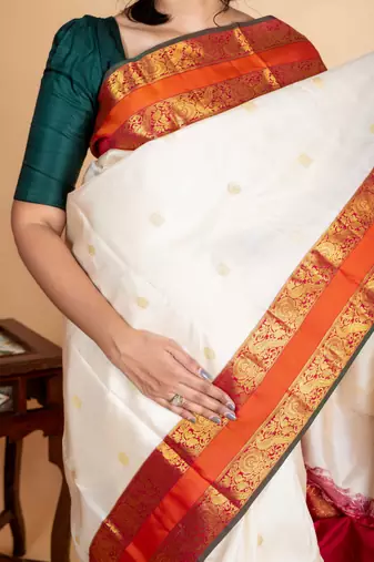 Off white kanchipuram silk saree