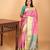 Rosemilk pink and dual tone blue checked pure kanjivaram silk saree