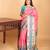 Paneer rose pink and dual tone blue retta patta border pure kanchi silk saree