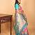 Paneer rose pink and dual tone blue retta patta border pure kanchi silk saree