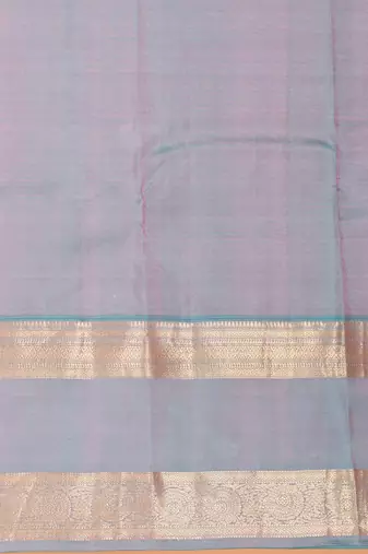 Paneer rose pink and dual tone blue retta patta border kanchi silk saree with blouse