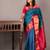 Blue and pink bridal silk saree