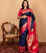 Navy blue silk saree