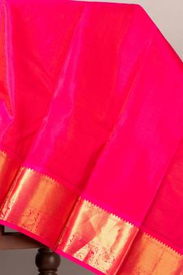 Blue and pink bridal silk saree 4