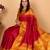 Apple red and gamboge yellow pure kanchi silk saree)