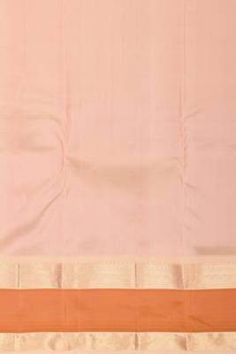 Pastel green and pastel pink retta patta temple border pure kanchi silk saree 4