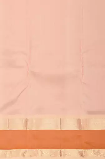 Pastel green and pastel pink retta patta temple border kanchi silk saree with blouse