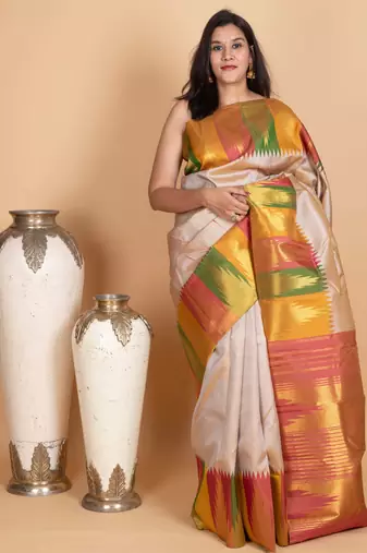 Tusser kanjivaram silk saree