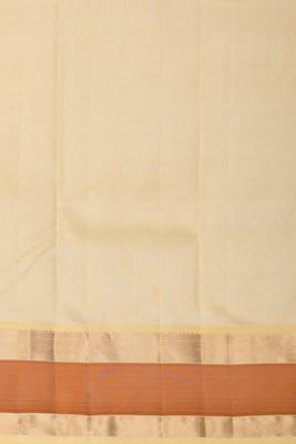 Ultra violet and pastel cream yellow retta patta temple border pure kanchi silk saree 4