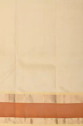 Ultra violet and pastel cream yellow retta patta temple border kanchi silk saree with blouse
