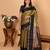 Olive green and black retta patta border pure kanchi silk saree
