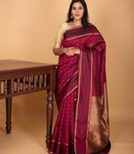 Blood red butta pure kanchi silk saree