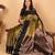 Olive green and black retta patta border pure kanchi silk saree