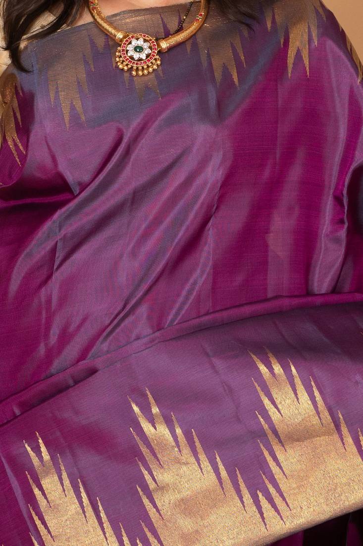 Ultra violet temple pure kanchi silk saree