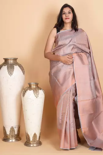 Cloud grey party wear silk saree