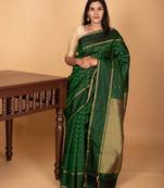 Bottle green butta pure kanchi silk saree