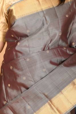 Steel grey butta pure kanjivaram silk saree 2
