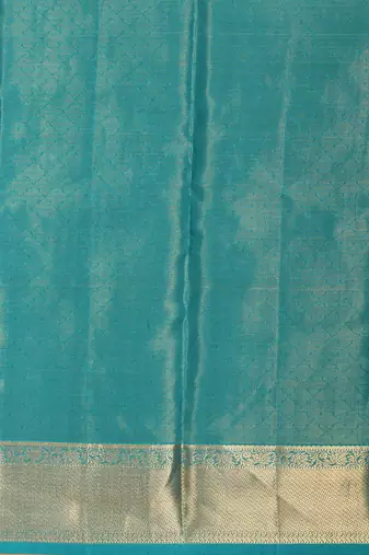 Candy pink and aqua blue tissue kanjivaram silk saree with blouse