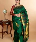 Green temple border kanjipuram silk saree