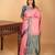 Paneer rose pink and peacock blue small border kanchi pure silk saree