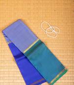 Blue light blue and teal blue mubbagam pure kanchi silk saree