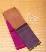 Magenta orange and purple mubbagam pure kanchi silk saree
