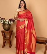 Chilli red pure kanjivaram silk saree