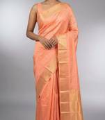 Salmon peach silk saree