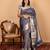 Blue and grey small border silk saree