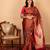 Brown and pink checks silk saree