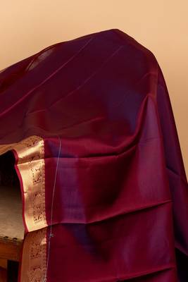Yellow and maroon pure silk saree 4