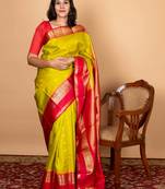 Green saree with red blouse