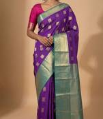 Violet and teal green kanchi semi silk saree