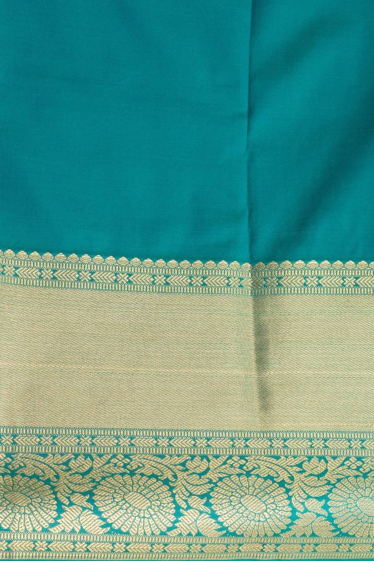 Violet and teal green kanchi semi silk saree