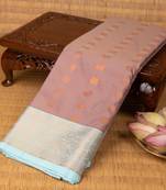 Dusky rose and ice blue semi silk saree