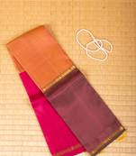 orange and maroon  mubbagam pure kanchi silk saree