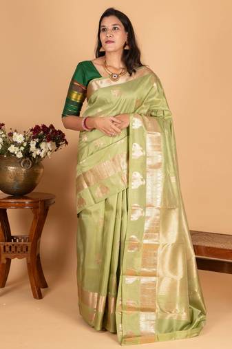 Light green pure kanjivaram silk saree)