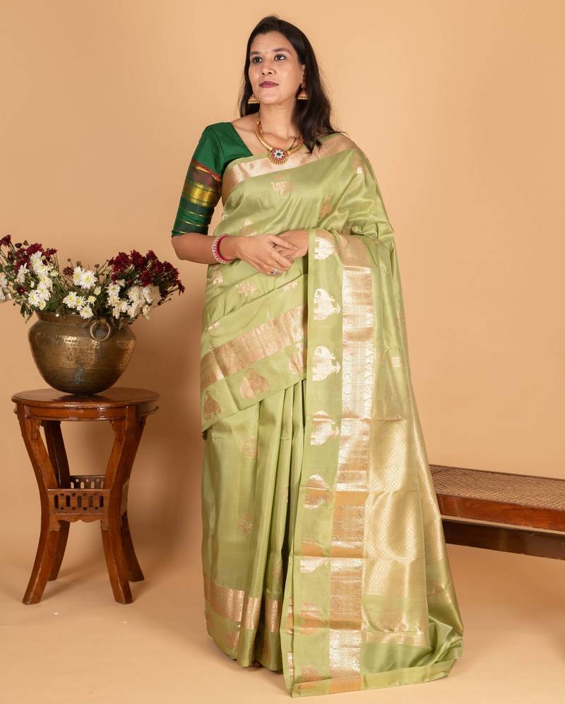 Light green pure kanjivaram silk saree)