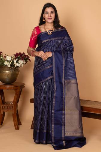 Royal blue pure kanjivaram silk saree