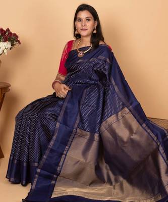 Royal blue pure kanjivaram silk saree 3