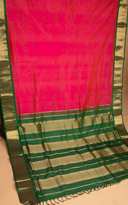 Dual tone pink 9 yard pure silk saree 2