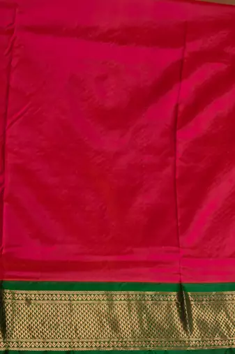 Dual tone pink 9 yard silk saree with blouse