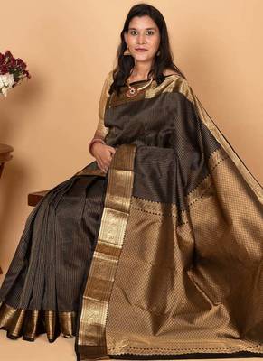 Black pure kanjivaram silk saree 3