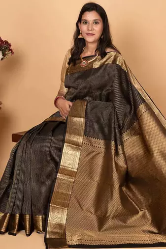 Black pure kanjivaram silk saree